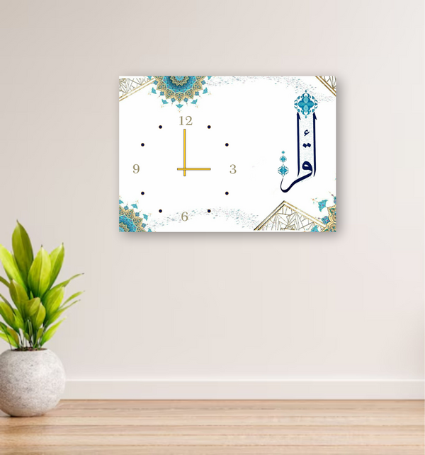 Modern Digital Printed Wall Clock 12x16 inch Wooden Frame for Home Office