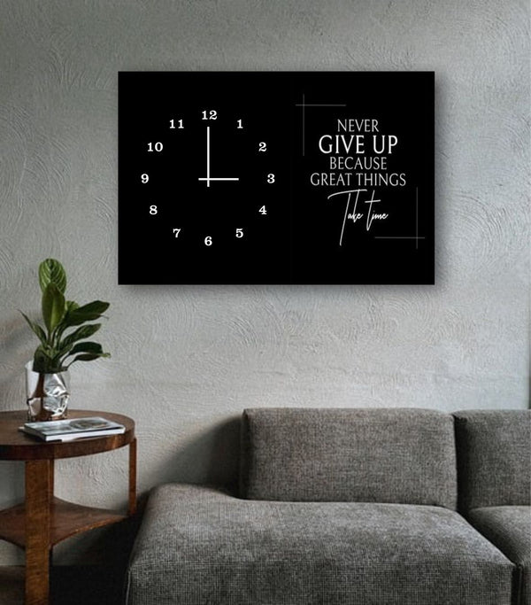 Modern Digital Printed Wall Clock 12x16 inch Wooden Frame for Home Office