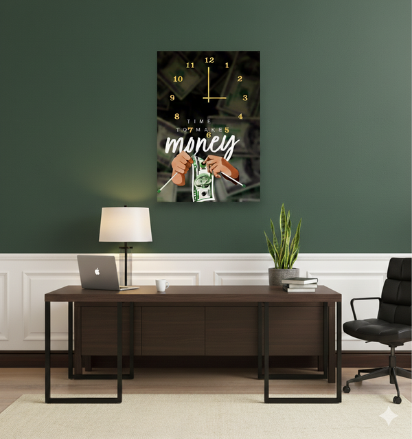 Modern Digital Printed Wall Clock 12x16 inch Wooden Frame for Home Office