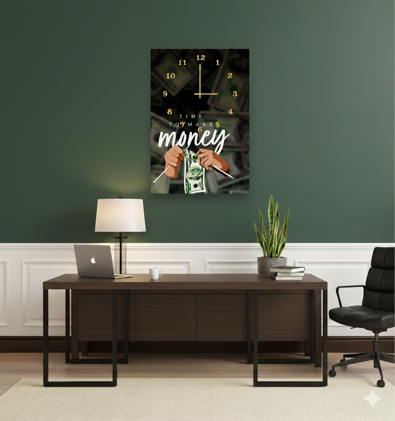 Modern Digital Printed Wall Clock 12x16 inch Wooden Frame for Home Office