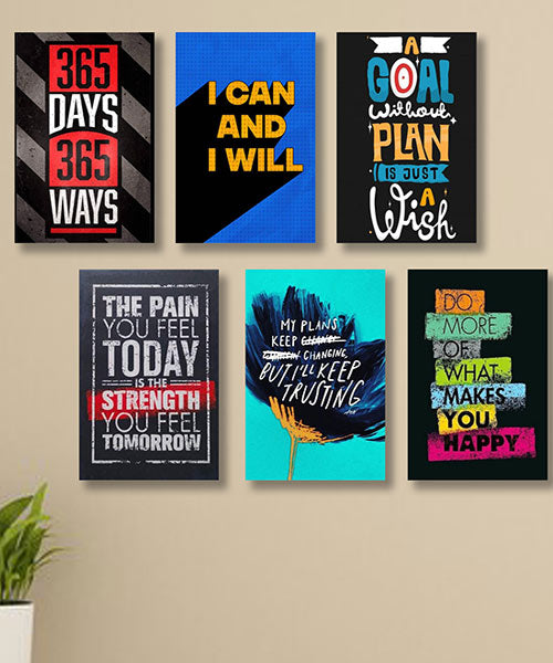 Set Of 6 Wooden Canvas Frames Motivational Quotes Size