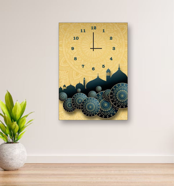Modern Digital Printed Wall Clock 12x16 inch Wooden Frame for Home Office
