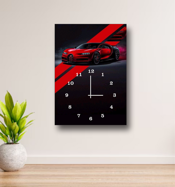 Modern Digital Printed Wall Clock 12x16 inch Wooden Frame for Home Office