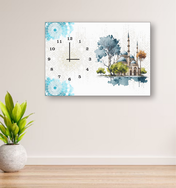 Modern Digital Printed Wall Clock 12x16 inch Wooden Frame for Home Office