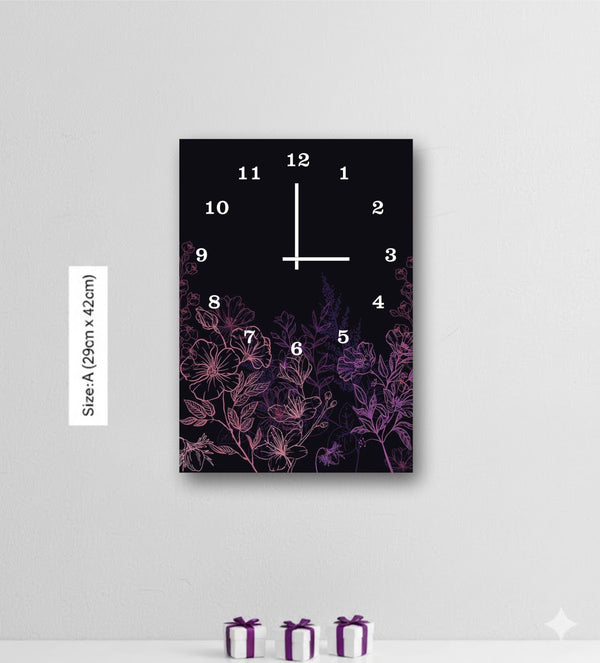 Modern Digital Printed Wall Clock 12x16 inch Wooden Frame for Home Office