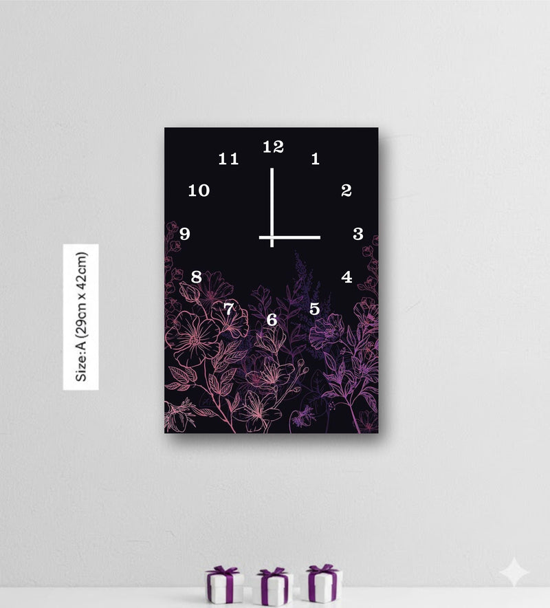 Modern Digital Printed Wall Clock 12x16 inch Wooden Frame for Home Office