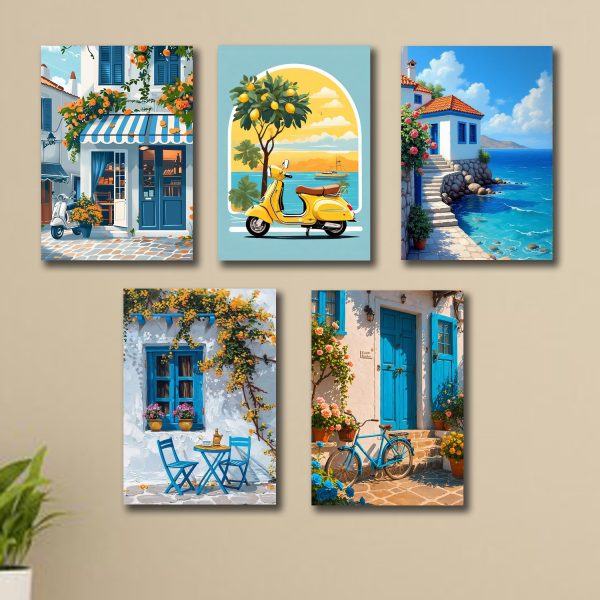 Set Of 5 Italian Vintage Homes Art Themed Wall Art Wooden Sticky Phototile Frames For Wall Home And Girls Room Decorationvvv