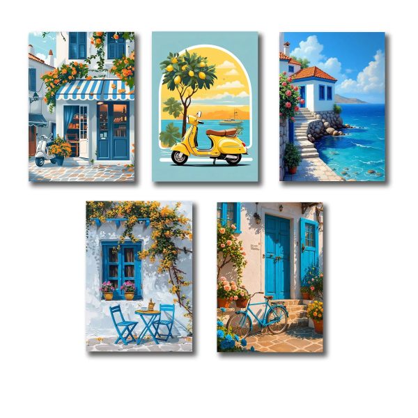 Set Of 5 Italian Vintage Homes Art Themed Wall Art Wooden Sticky Phototile Frames For Wall Home And Girls Room Decorationvvv