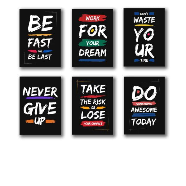 Set Of 6 Motivational Wooden Canvas Frames
